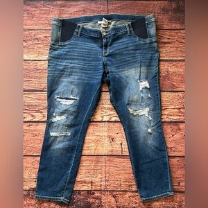 Liz Lange Maternity Ankle Skinny Jeans Womens XXL Blue Denim Zip